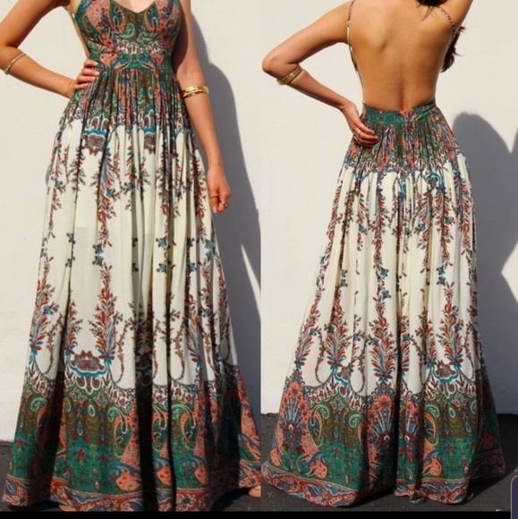 Paisley print maxi dress. DR6 - Picture 1 of 2